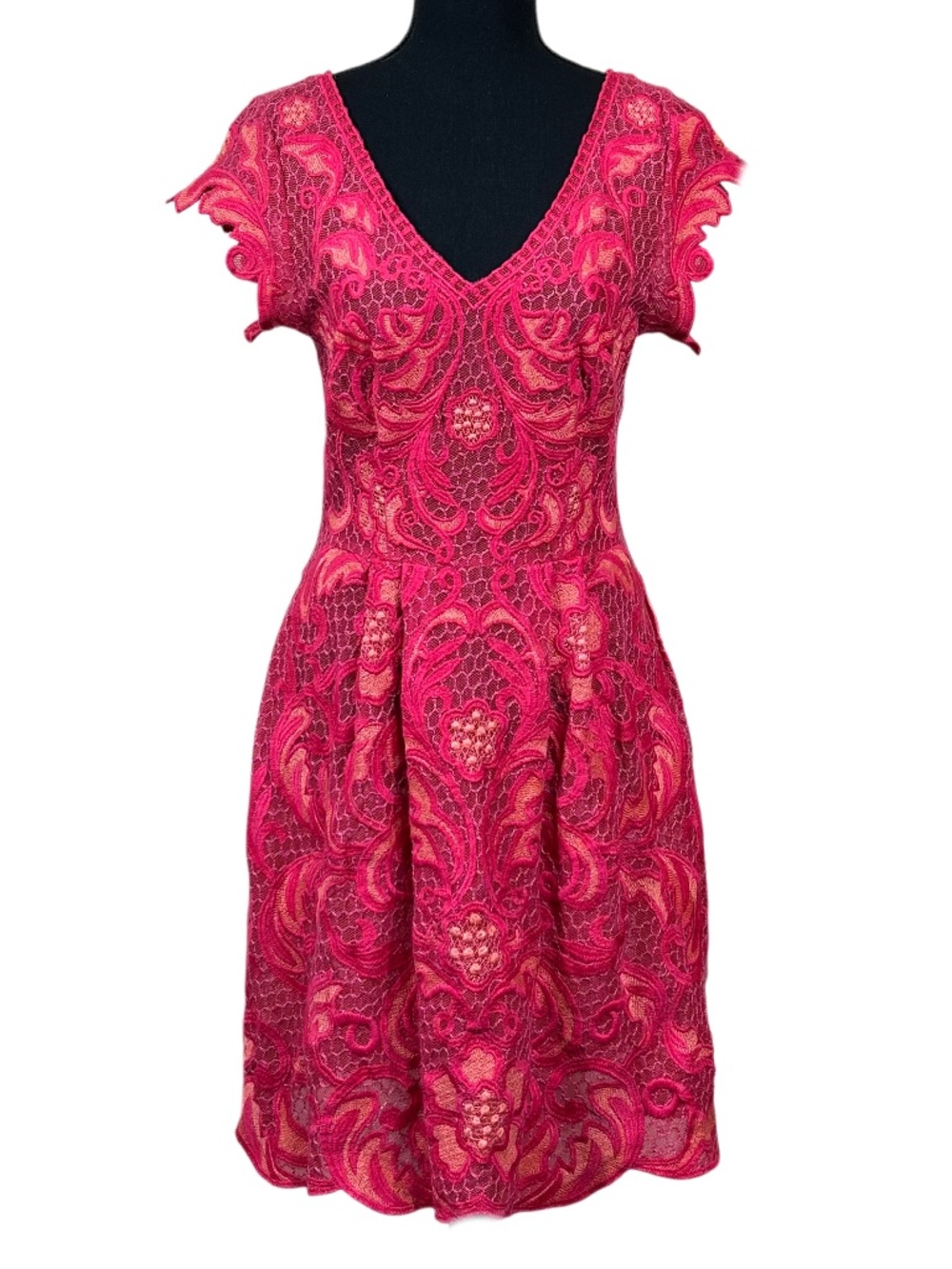 Yoana Baraschi for Anthropologie Pink Lace Cocktail Dress Size 4